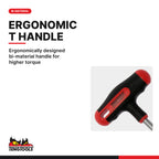 Teng Tools MDNT405 T-Handle Nut Driver Metric Hex Socket 5 mm to 14 mm, ergonomically designed bi-material handle for higher