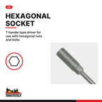 Teng Tools MDNT405 T-Handle Nut Driver Metric Hex Socket 5 mm to 14 mm, T handle type driver for use with hexagonal nuts and