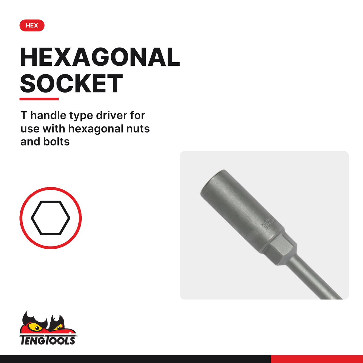 Teng Tools MDNT405 T-Handle Nut Driver Metric Hex Socket 5 mm to 14 mm, T handle type driver for use with hexagonal nuts and