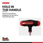 Teng Tools MDNT405 T-Handle Nut Driver Metric Hex Socket 5 mm to 14 mm, hole in the handle for hanging or for use with a