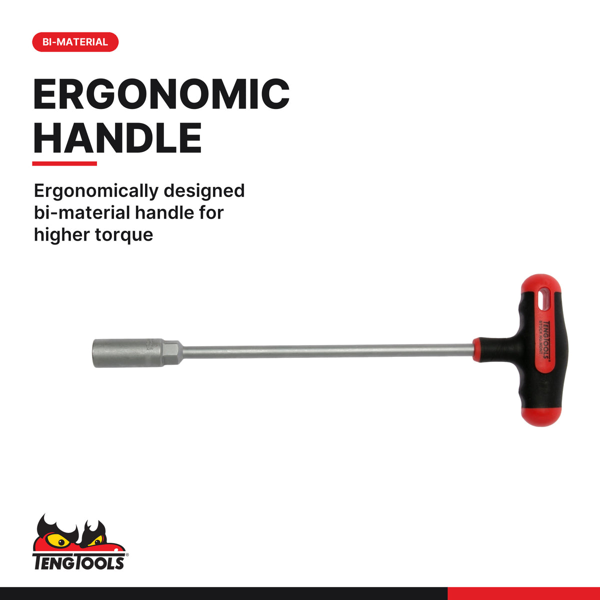 Teng Tools MDNT407 7 mm T-Handle Hex Socket Wrench, ergonomically designed bi-material handle for higher torque