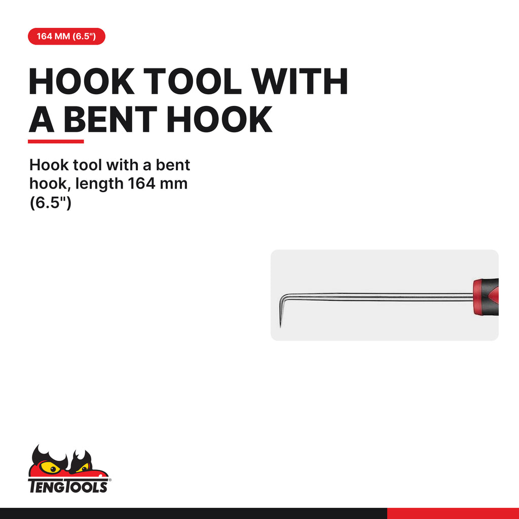 Teng Tools MDP90 90 Degree Cotter Pin Puller, hook tool with a bent hook, length 164 mm (6.5")