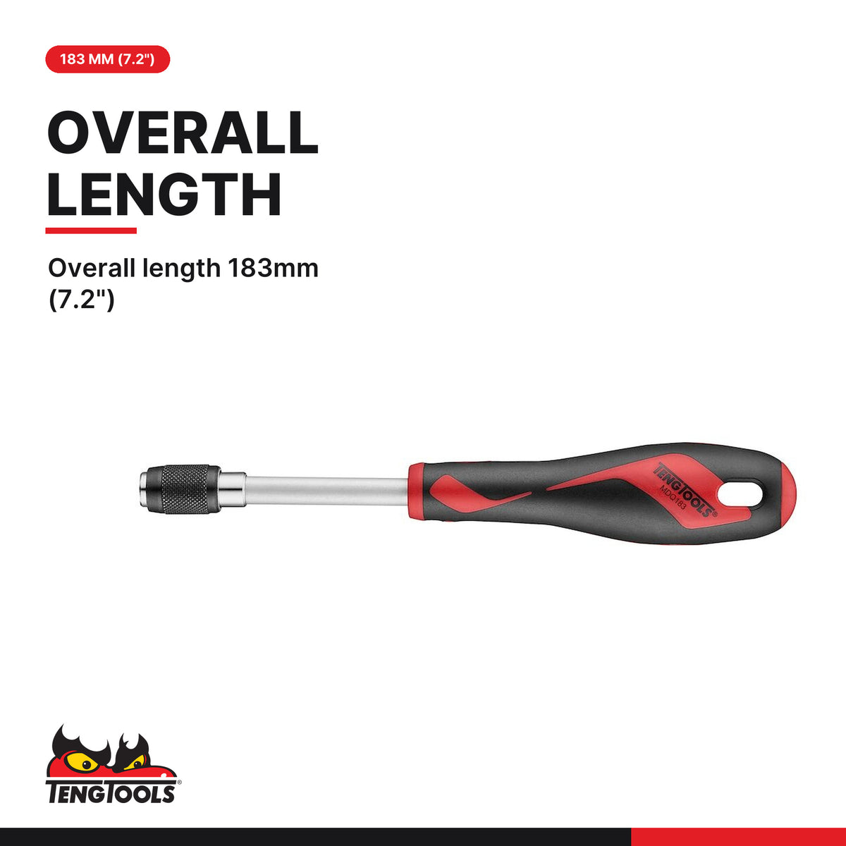 Teng Tools MDQ183 1/4" Quick Chuck Bits Driver 183mm, overall length 183mm (7.2")