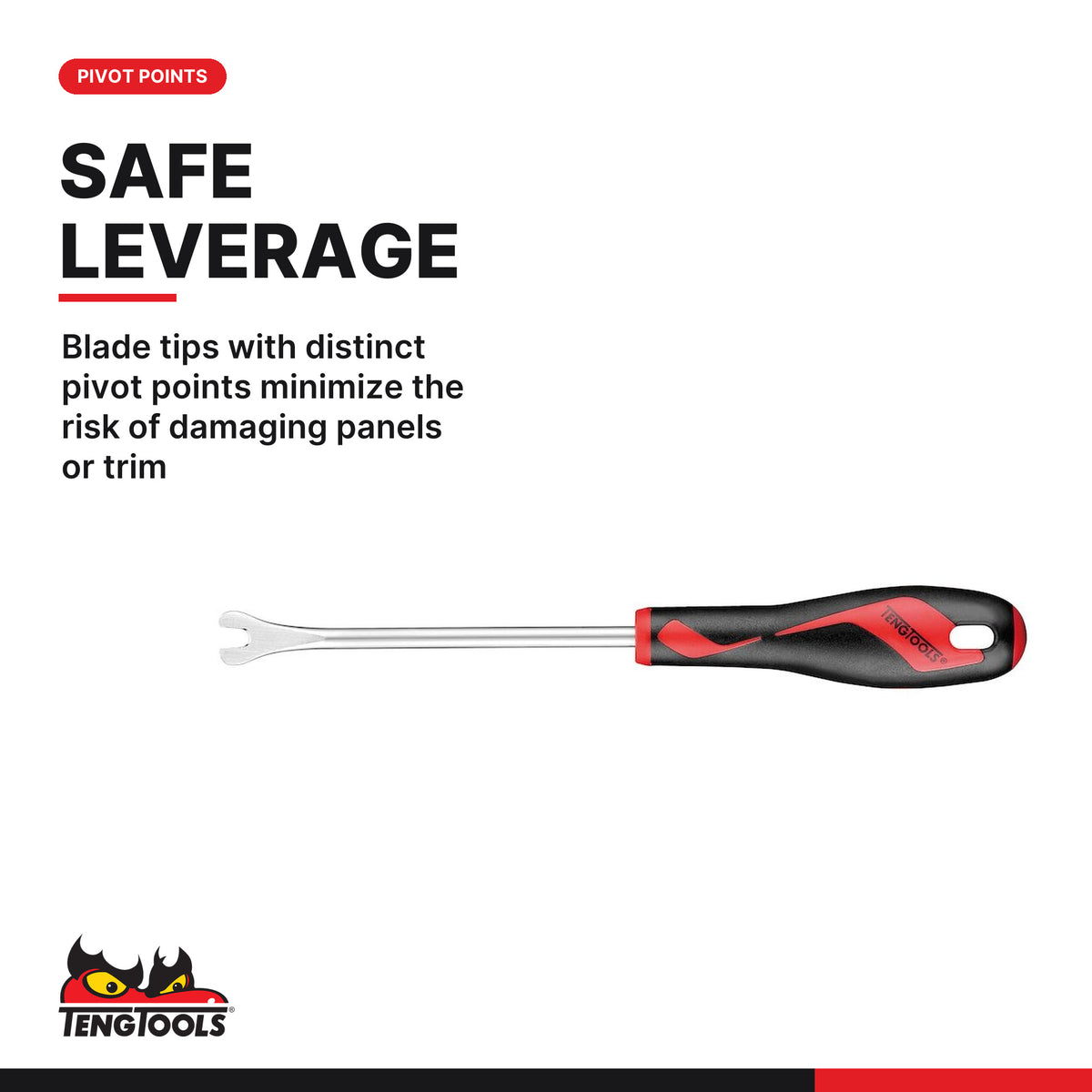 Teng Tools MDR06 U-Shape Panel Clip Lifter with Bi-Material Handle, blade tips with distinct pivot points minimize the risk