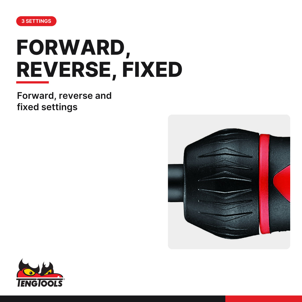 Teng Tools MDR915 1/4 Inch Ratcheting Bit Driver with Double-End Bits, forward, reverse and fixed settings