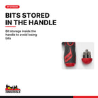 Teng Tools MDRT908 1/4 Inch Ratcheting Angled Bits Driver Set, bit storage inside the handle to avoid losing bits