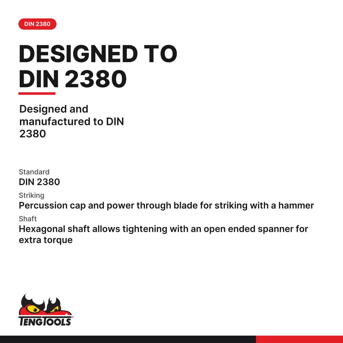 Teng Tools MDT932N 6.5-10mm Flat Head Power Through Screwdriver, designed and manufactured to DIN 2380