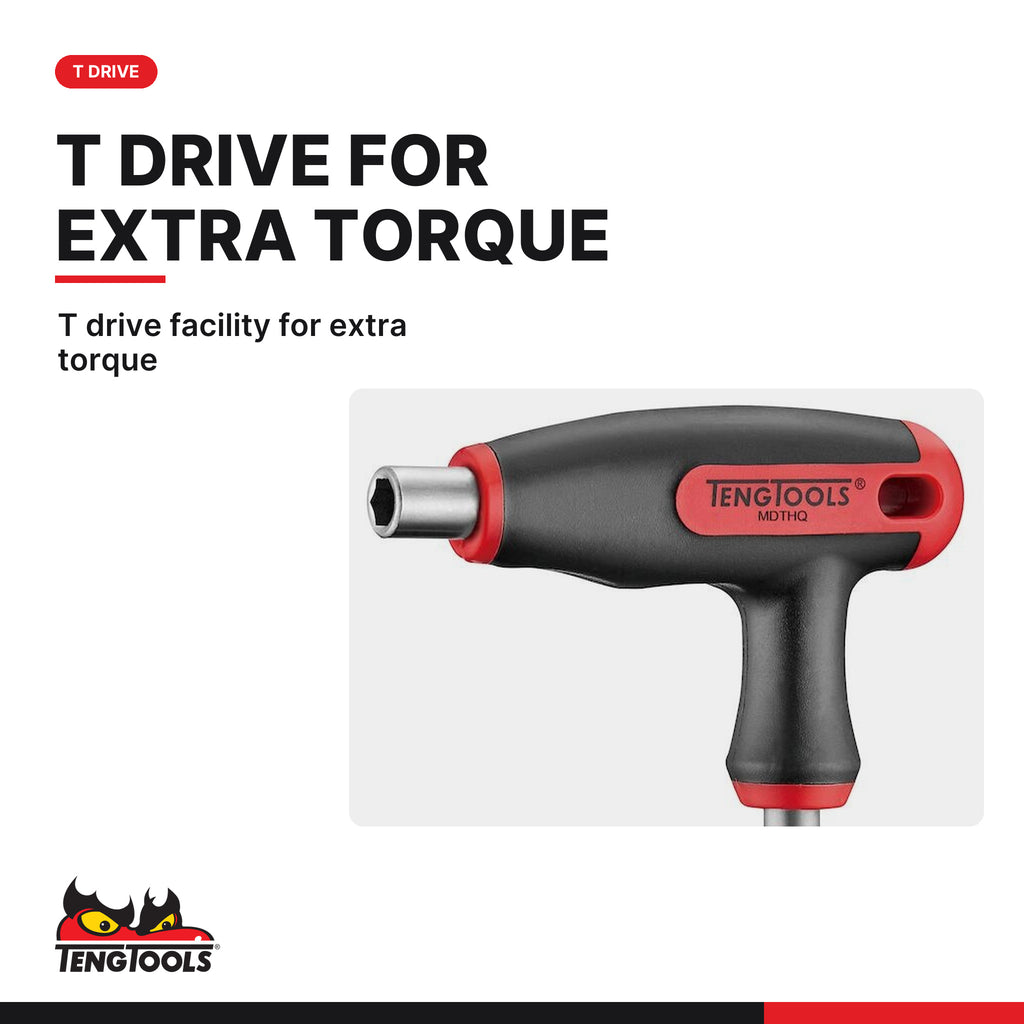 Teng Tools MDTHQ 1/4 Inch Hex T-Handle Quick Chuck Bit Driver, T drive facility for extra torque