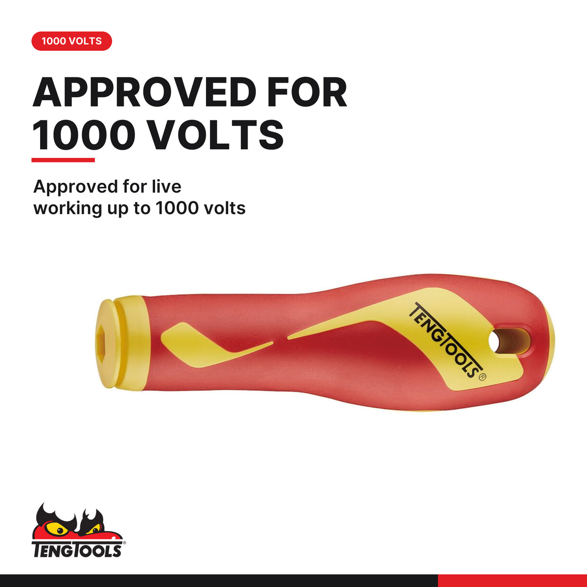Teng Tools MDV710 Insulated Handle for Interchangeable Screwdriver, approved for live working up to 1000 volts