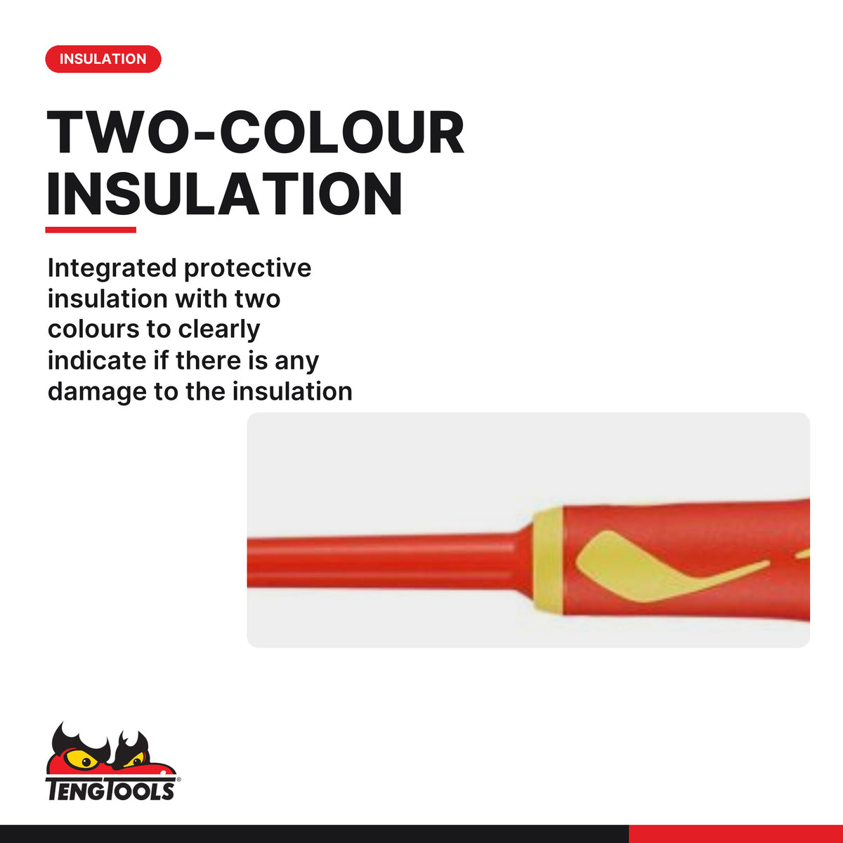 Teng Tools MDV724N 0.8-1.0 mm Flat Slim Insulated Slotted Screwdriver, integrated protective insulation with two colours to