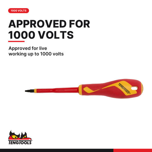 Teng Tools MDV802N #2 Robertson Insulated Screwdriver, approved for live working up to 1000 volts