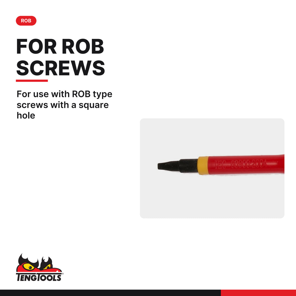 Teng Tools MDV802N #2 Robertson Insulated Screwdriver, for use with ROB type screws with a square hole