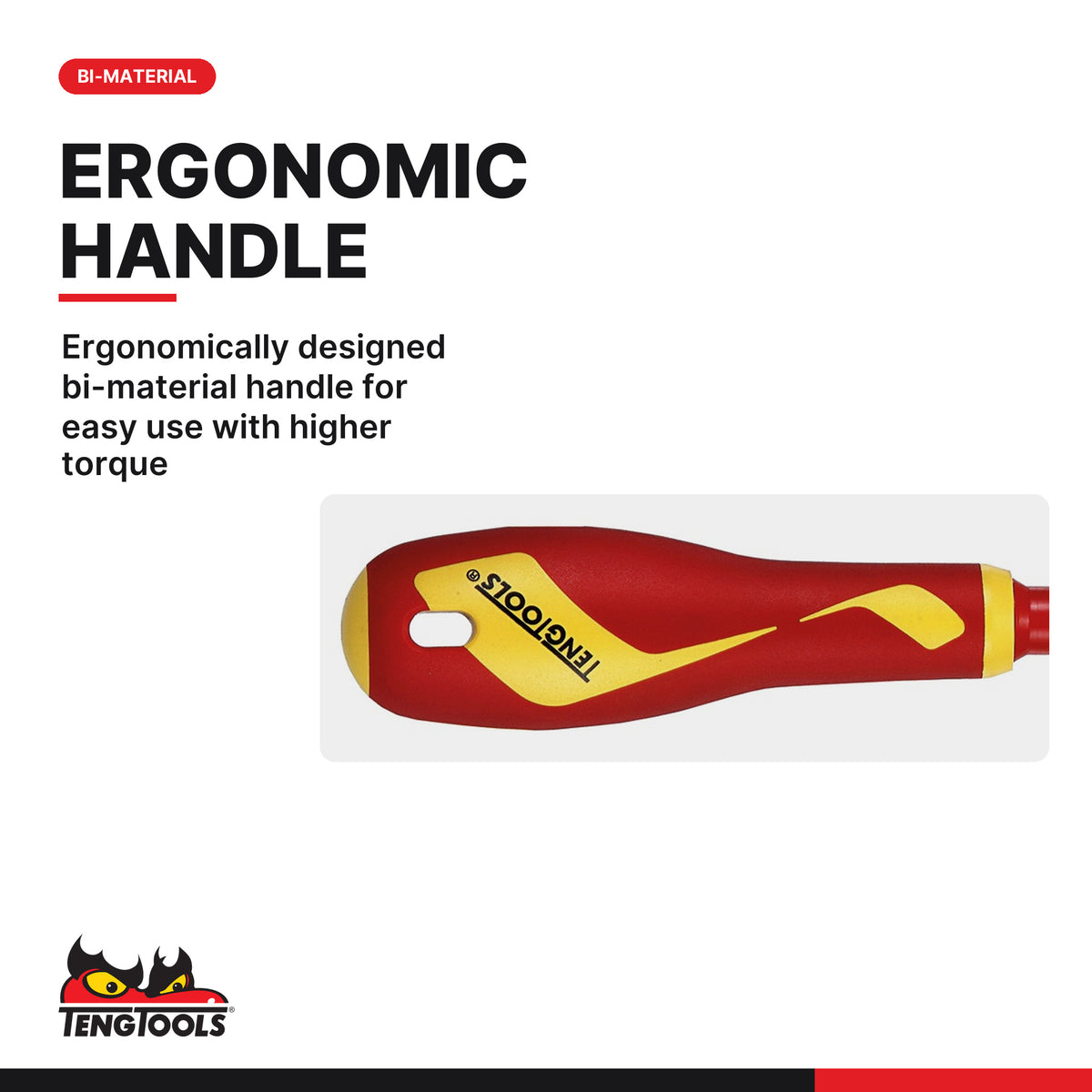 Teng Tools MDV842N 80 mm Phillips Insulated Screwdriver, ergonomically designed bi-material handle for easy use with higher