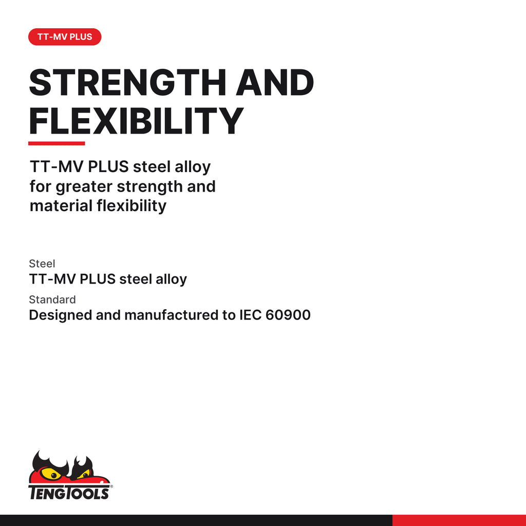 Teng Tools MDV844NF 100 mm Plus Minus Insulated Screwdriver, TT-MV PLUS steel alloy for greater strength and material