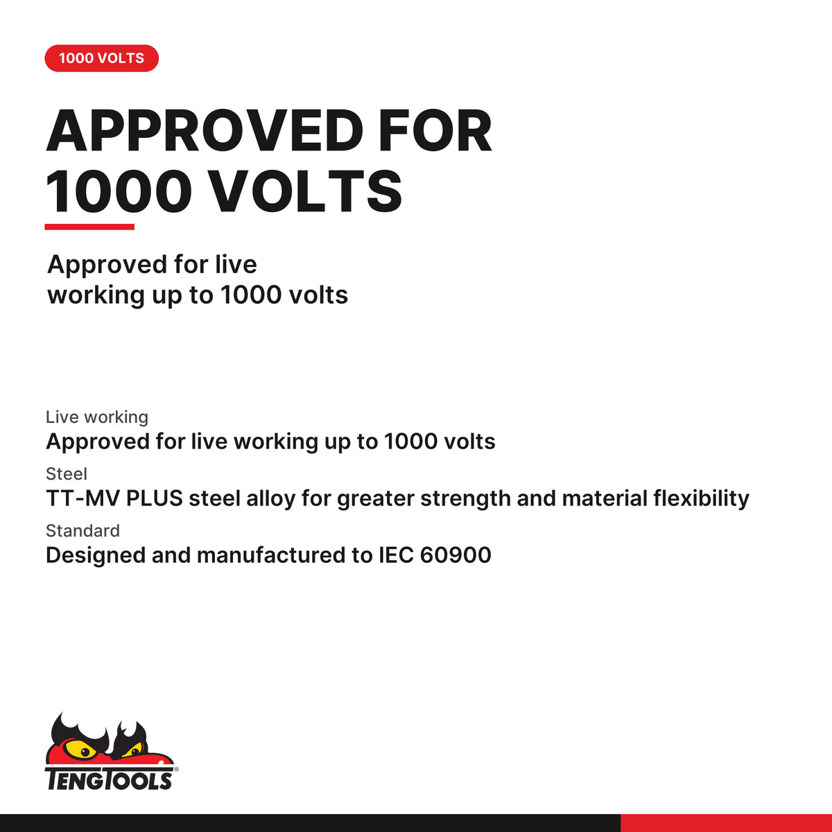 Teng Tools MDV864NF 100 mm Plus Minus Insulated Screwdriver, approved for live working up to 1000 volts