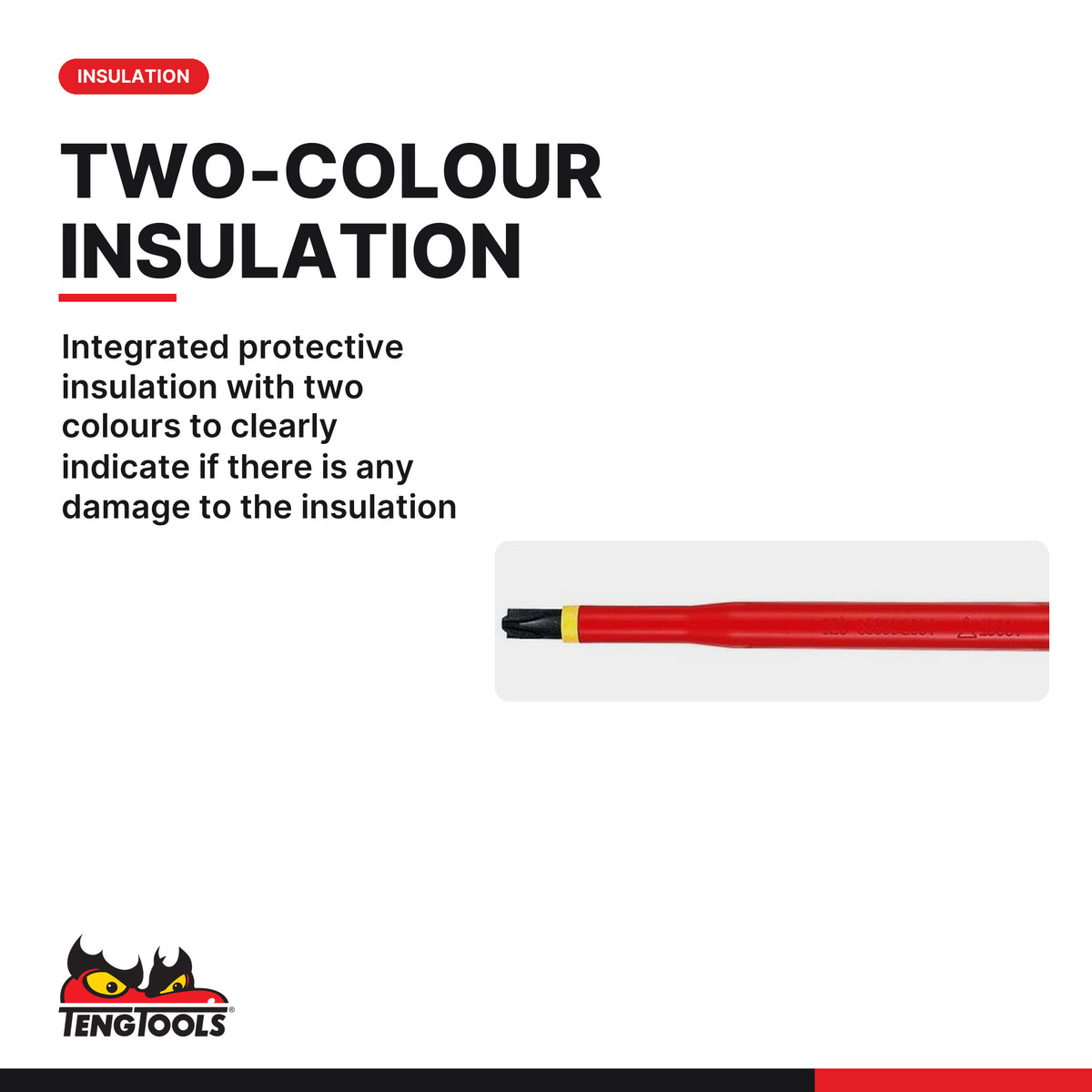 Teng Tools MDV864NF 100 mm Plus Minus Insulated Screwdriver, integrated protective insulation with two colours to clearly