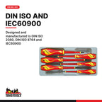 Teng Tools MDV906N Insulated Screwdriver Set Flat & PH 6 Pieces, designed and manufactured to DIN ISO 2380, DIN ISO 8764 and