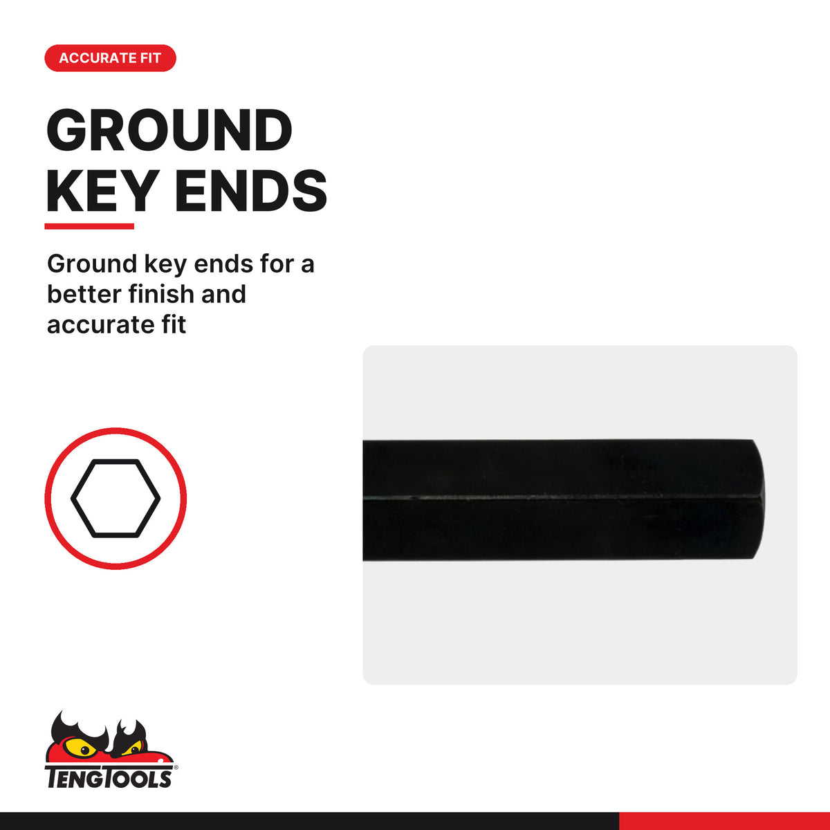 Teng Tools metric hex key 0.7 to 36 mm, ground key ends for a better finish and accurate fit