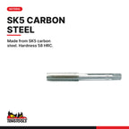 Teng Tools metric thread tap M3 to M12, made from SK5 carbon steel, hardness 58 HRC