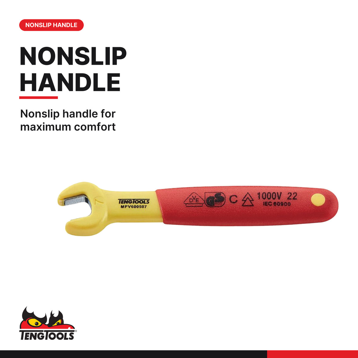 Teng Tools MPV600507 Insulated Open End Wrench 7-24 mm VDE Metric, nonslip handle for maximum comfort