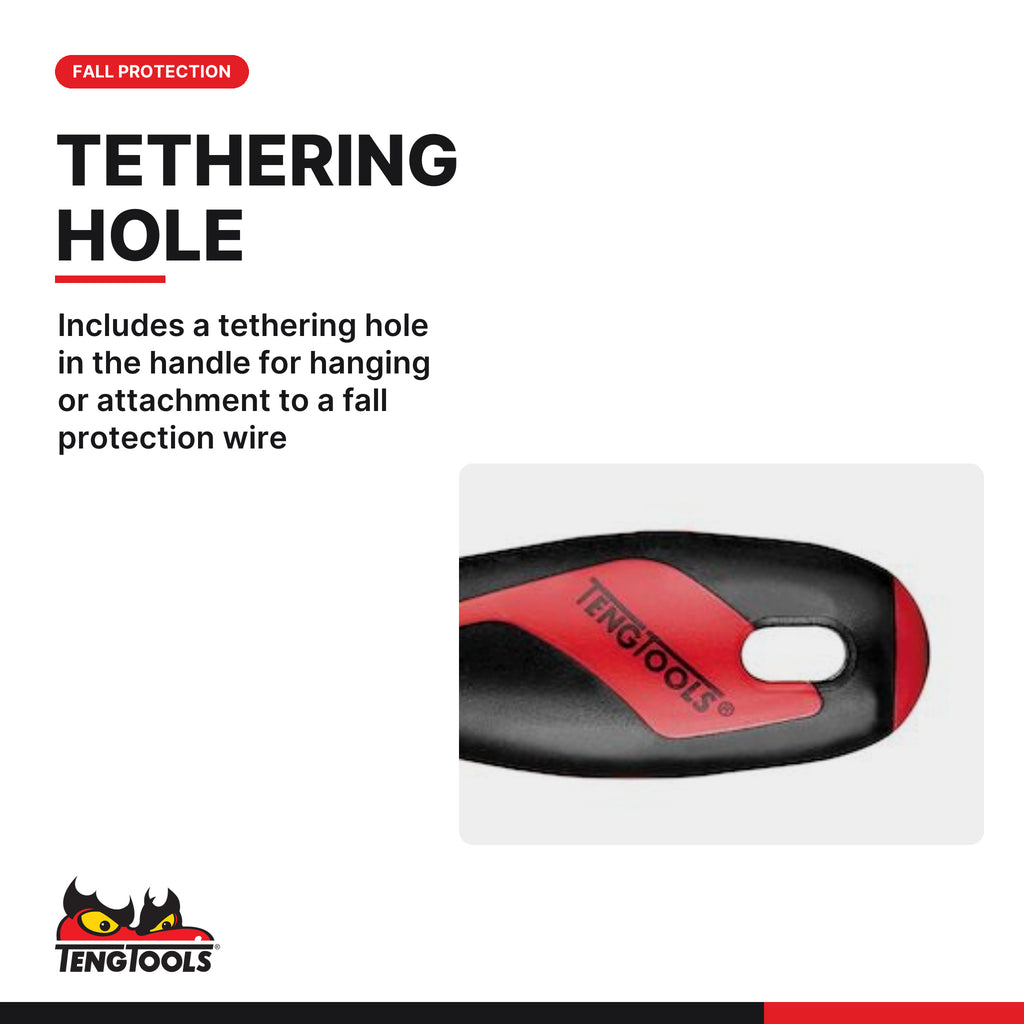 Teng Tools MRP95 Large V-Shape Trim Clip Removal Tool, includes a tethering hole in the handle for hanging or attachment to