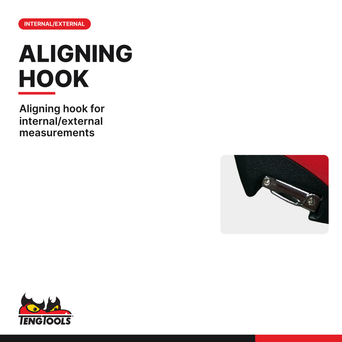 Teng Tools MT15 15 Metre 49 Foot Metric and SAE Measuring Tape, aligning hook for internal/external measurements