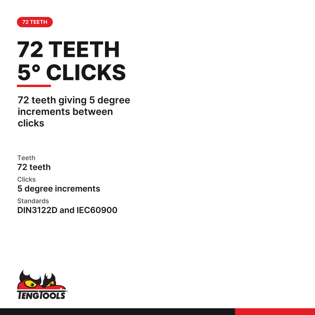 Teng Tools MV3800 3/8 Inch Drive Insulated Ratchet, 72 Teeth, Insulated, 72 teeth giving 5 degree increments between clicks