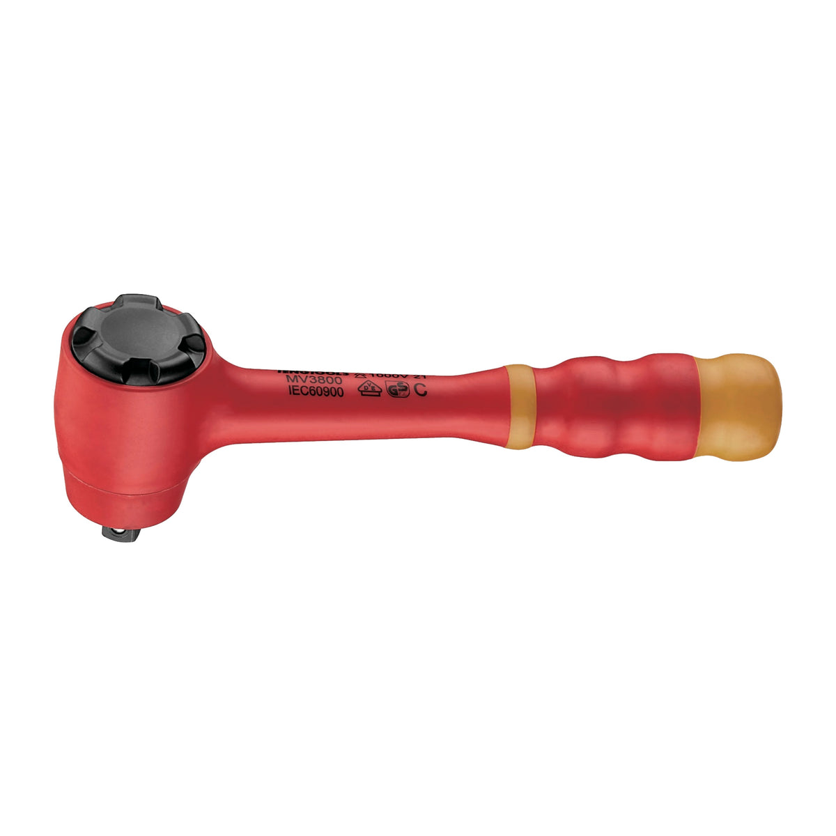 Teng Tools MV3800 3/8 Inch Drive Insulated Ratchet, 72 Teeth, Insulated on a white background