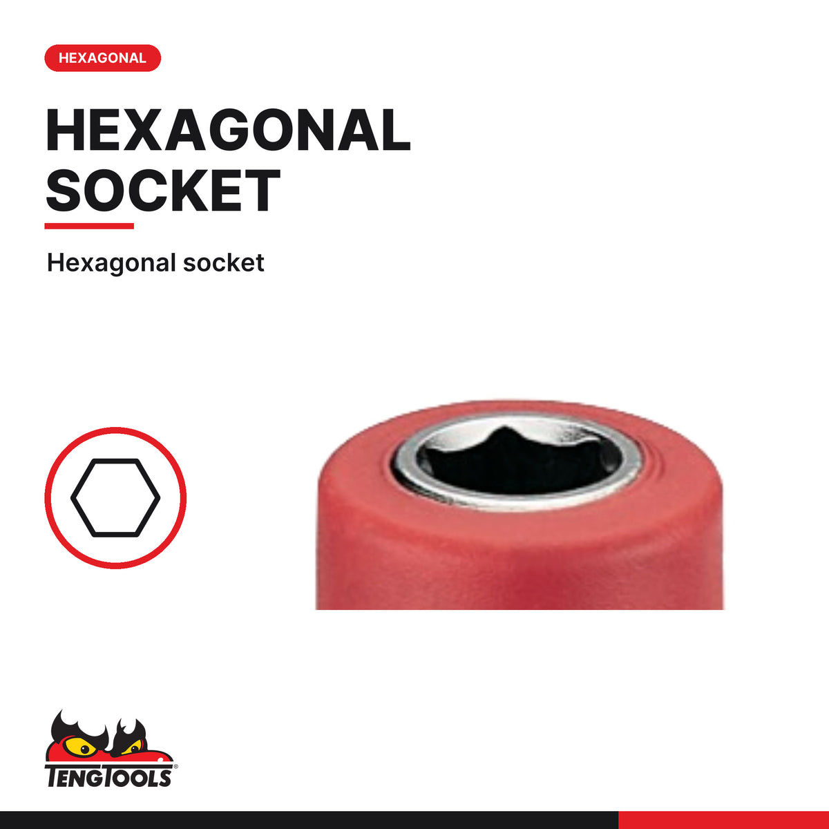 Teng Tools MV380506 3/8 Drive VDE Insulated Socket 6-20mm, hexagonal socket