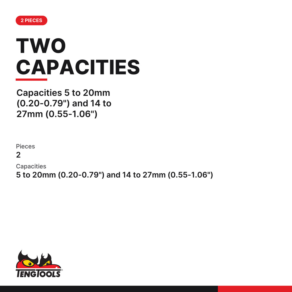 Teng Tools NS02 Nut Splitter Set 2 Piece, Nut Breaker and Bolt Buster, capacities 5 to 20mm (0.20-0.79") and 14 to 27mm