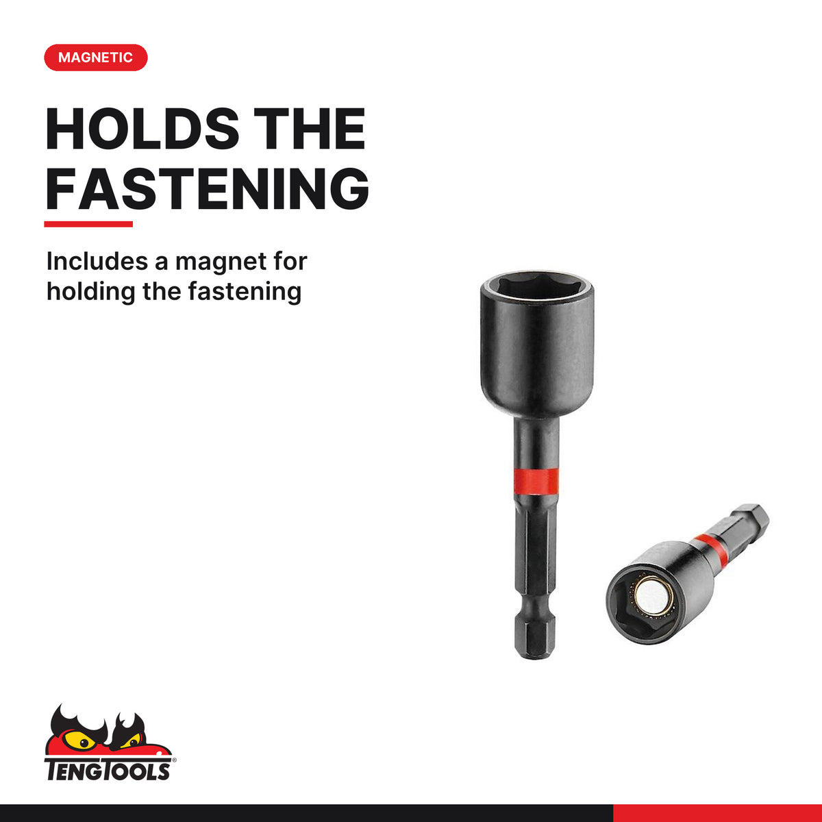Teng Tools NSP65510 10 mm Metric 1/4 Inch Hex Shank Impact Nut Driver, includes a magnet for holding the fastening