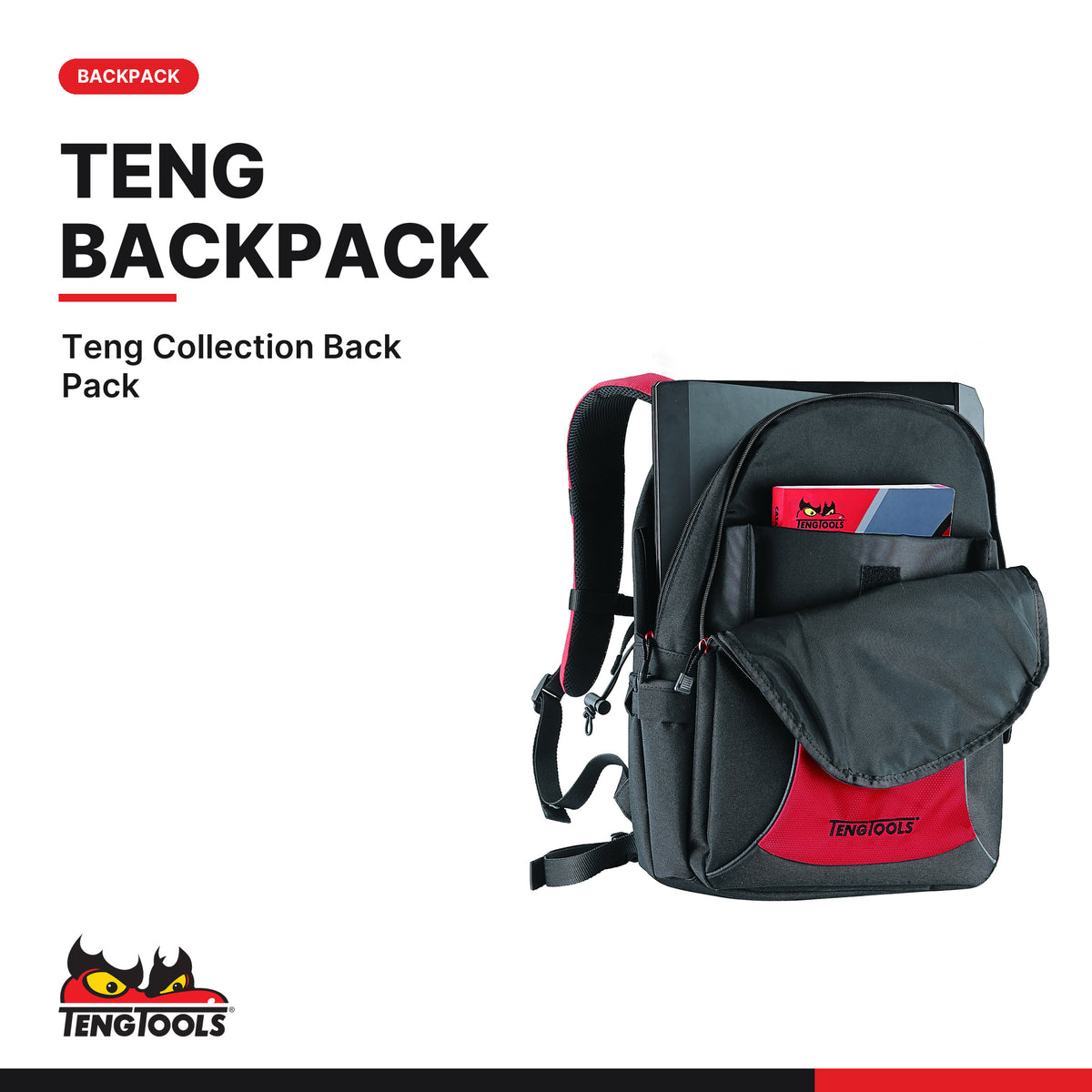 Teng Tools P-BP2 Organized Heavy Duty Backpack for Tool Storage, teng Collection Back Pack