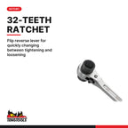 Teng Tools PGW1922 ratcheting construction wrench 19 x 22 mm, 32-teeth ratchet with flip reverse lever