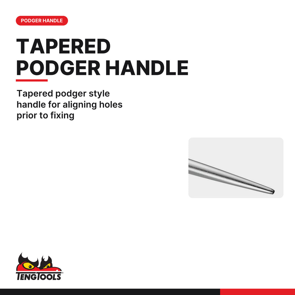 Teng Tools PGW2124 Ratcheting Construction Wrench, tapered podger style handle for aligning holes prior to fixing