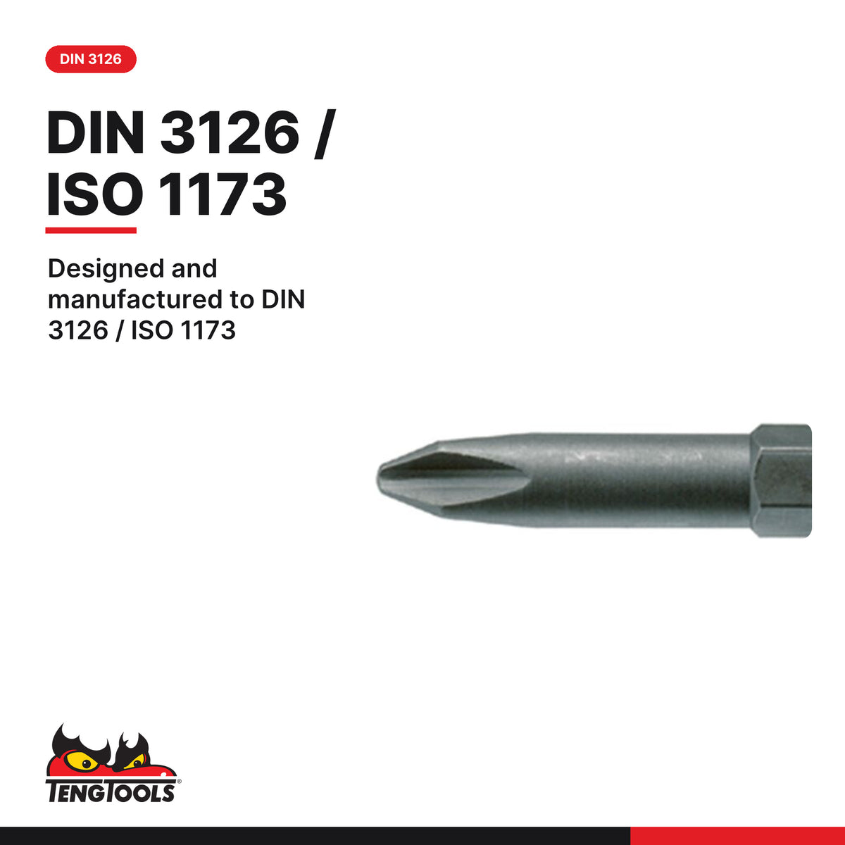 Teng Tools PH5000203 1/4 Inch Hex Shank Phillips Screwdriver Bits 50 mm, designed and manufactured to DIN 3126 / ISO 1173