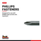 Teng Tools PH5000203 1/4 Inch Hex Shank Phillips Screwdriver Bits 50 mm, designed for use with Phillips type screws and
