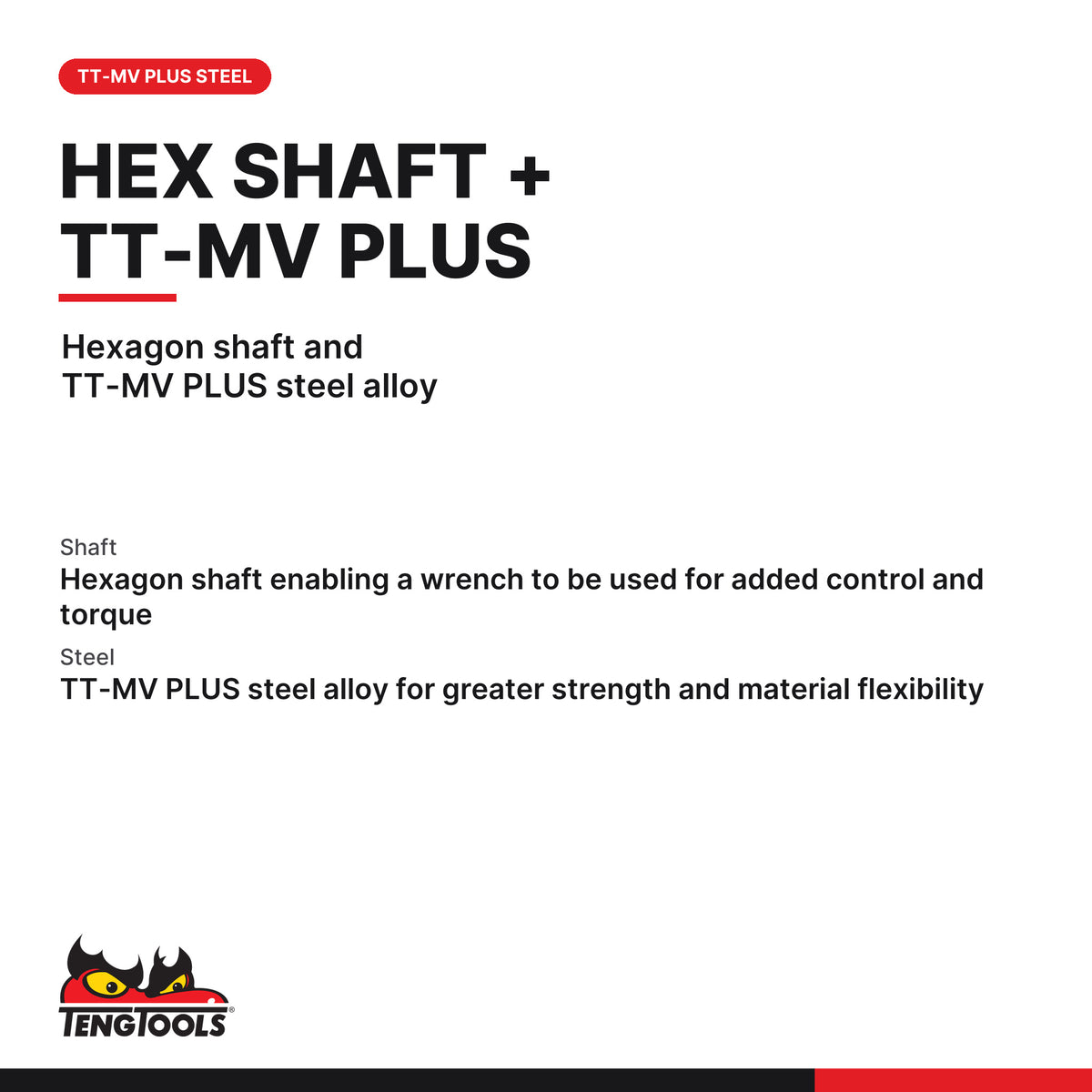 Teng Tools PHH0102 Double Ended Screwdriver Blade, hexagon shaft and TT-MV PLUS steel alloy