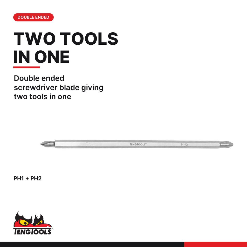 Teng Tools PHH0102 Double Ended Screwdriver Blade, double ended screwdriver blade giving two tools in one