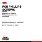 Teng Tools PHH32010205 1/4 Inch Hex Phillips Bits 32 mm 5 Pack, designed for use with Phillips type screws and fastenings