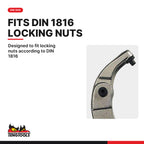 Teng Tools pin wrench, 19 to 120 mm capacity, fits locking nuts according to DIN 1816