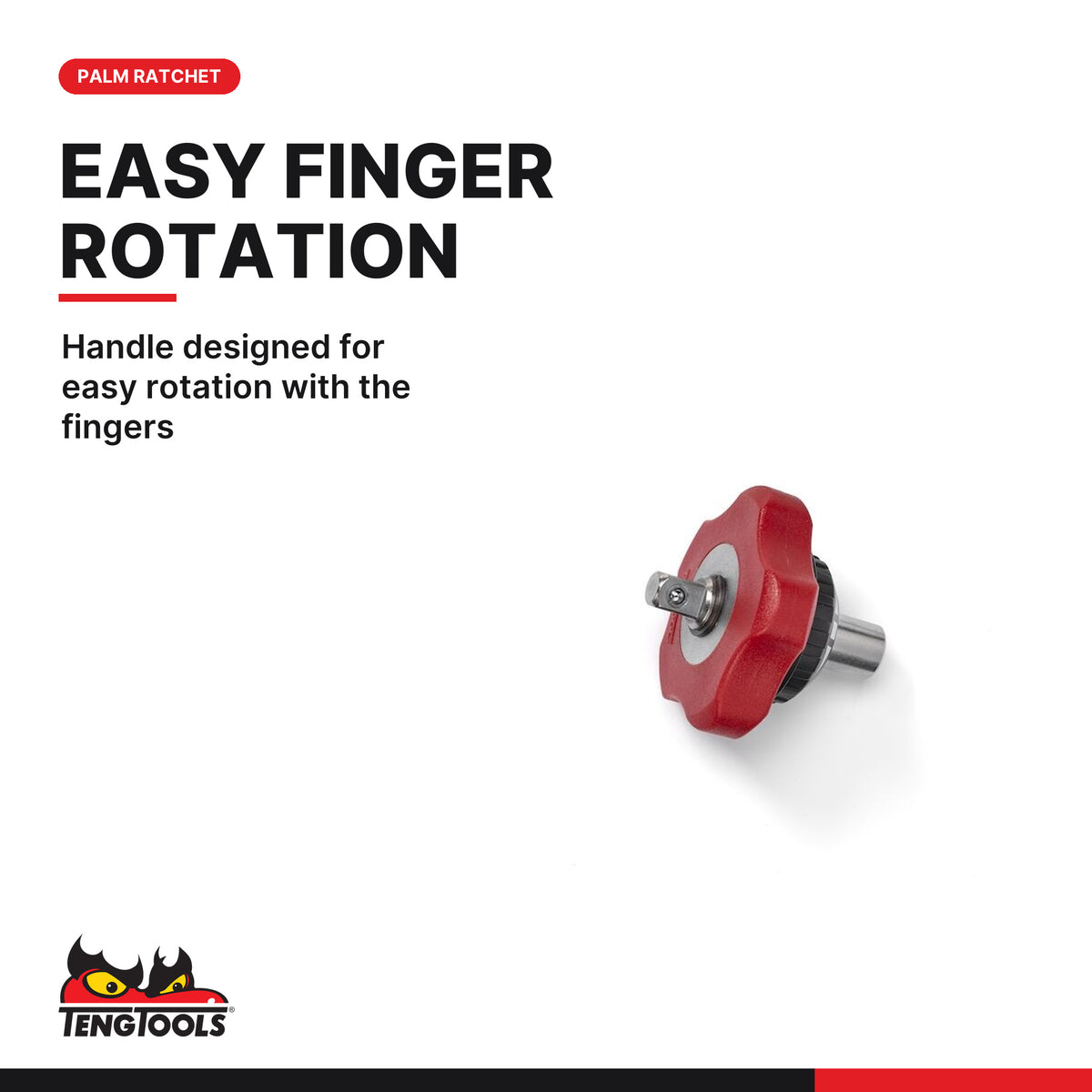 Teng Tools PM14 1/4 Inch Drive Gearless Palm Ratchet, handle designed for easy rotation with the fingers