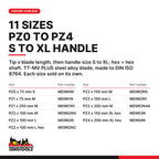 Teng Tools Pozidriv screwdriver, PZ0 to PZ4, 11 sizes PZ0 x 75 mm to PZ4 x 200 mm, part numbers MD960N to MD964N