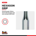 Teng Tools PP03 Parallel Pin Punch 3-8mm, overall length 150mm (5.9") with hexagon grip and rounded shaft area
