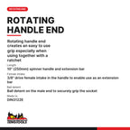 Teng Tools PT3810R 3/8 Rotating Spinner Handle, rotating handle end creates an easy to use grip especially when using