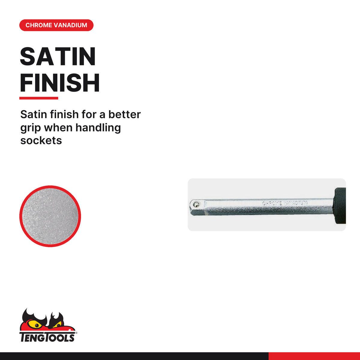 Teng Tools PT3810R 3/8 Rotating Spinner Handle, satin finish for a better grip when handling sockets