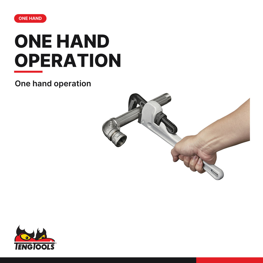 Teng Tools PWC12 Aluminum Pipe Wrench 300-900 mm, one hand operation