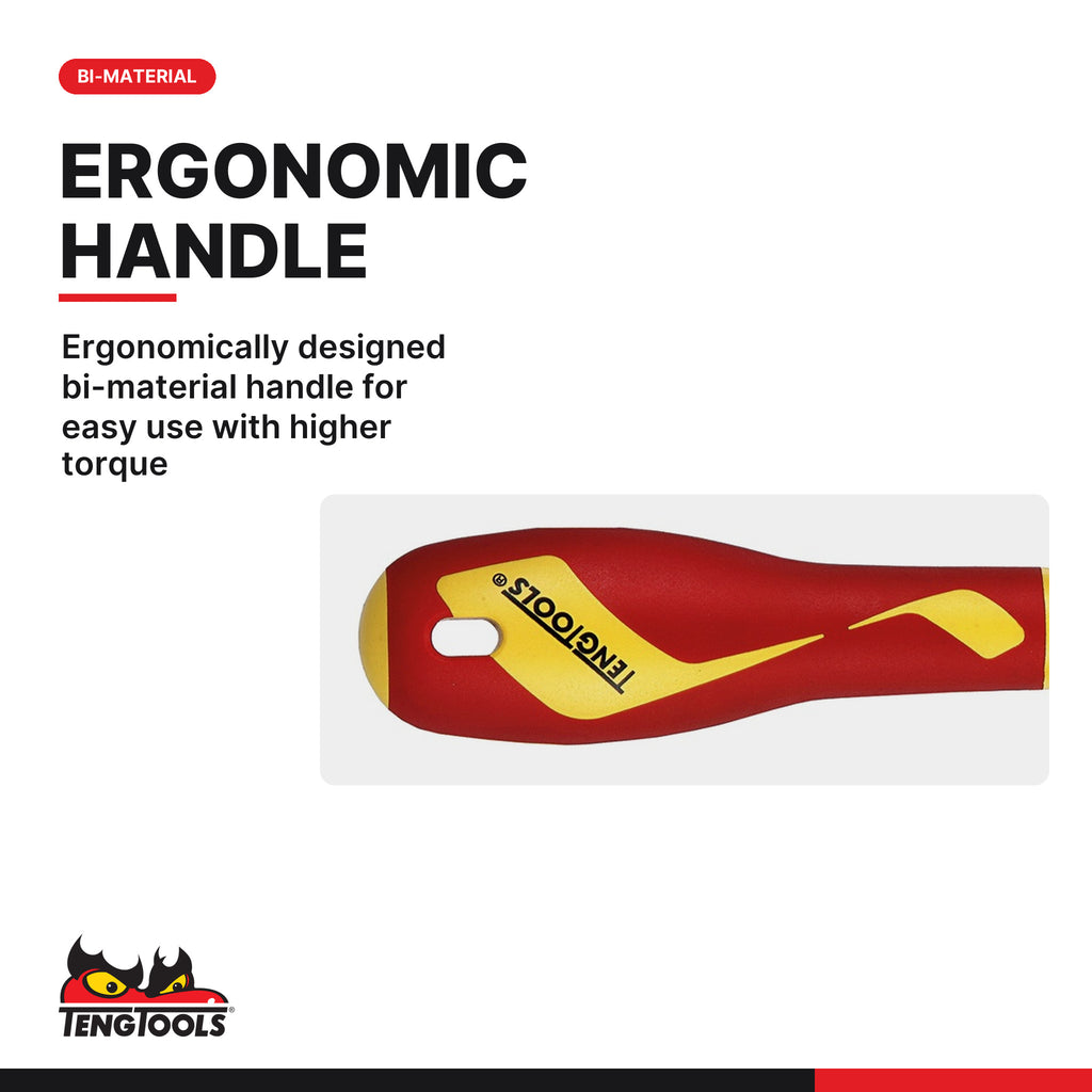 Teng Tools 1000V Pozidriv insulated screwdriver, PZ0 to PZ3, bi-material handle