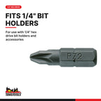 Teng Tools PZ2500203 1/4 Inch Hex Shank Pozidriv Insert Bits, for use with 1/4" hex drive bit holders and accessories