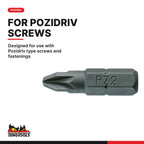 Teng Tools PZ2500310 1/4 Inch Hex Shank Pozidriv Insert Bits, designed for use with Pozidriv type screws and fastenings