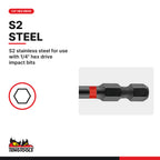 Teng Tools QCI14 1/4 Inch Hex Drive Quick Chuck Impact Bit Holder, S2 stainless steel for use with 1/4" hex drive impact bits
